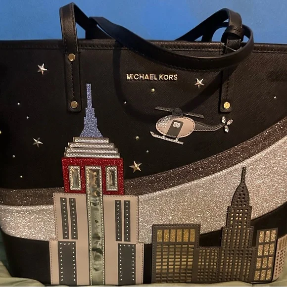 Michael kors Limited Edition Rare Nouveau Novelty Jet Set leathers Tote NWT - Picture 2 of 11